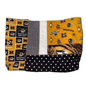 Handmade Mizzou University of Missouri Patchwork Tote Bag Large Quilted